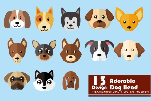 Collection of Various Types of Dog Head